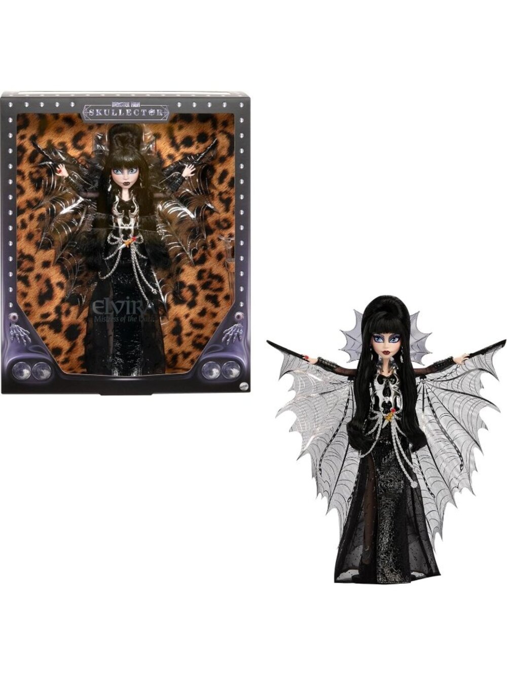 Monster High Doll Elvira Mistress of Dark Collectible in Black Faux Leather NIB